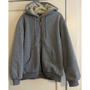 Bass Creek Outfitters Fleece Hoodie Men's L Gray Full Zip Heavyweight Lined Work